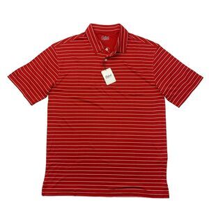 Oxford America Polo Shirt Mens L Large Cardinal Red Striped Performance Golf